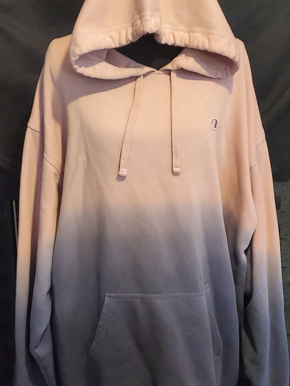 Champion Ombre Pullover Hoodie in Pale Pink and Gray Fade